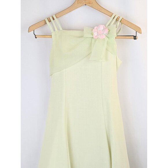Vtg 1990s Girls Size 8 Mint Green Formal Crinoline Dress Flower Girl Graduation - Picture 3 of 7